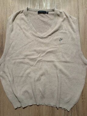 Ashworth Beige V-Neck Knit Sweater Vest